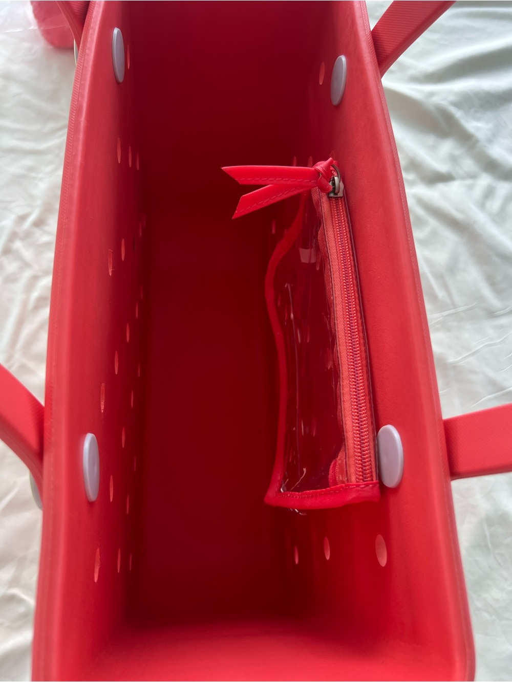 BOGG BAG Orangey Coral Tote with Yellow Smile Jibbitz & Cup Holder, NWOT - Picture 6 of 8